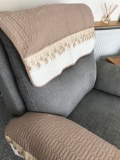 Copripoltrona Schienale Sedia X 1 Antimacassar Trapuntato Divano Poltrona 90x70 cm BEIGE