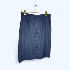 Gonna donna blu navy KASHIAN UK 12 US 8 misto lana matita sotto il ginocchio