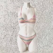 BIKINI UNCINETTO RIGHE COLORATO HANDMADE A MAGLIA STRETTA