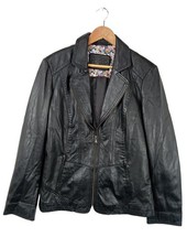 LEKRA Giacca in pelle Donna Giacca Taglia IT 42 nero stile stravagante