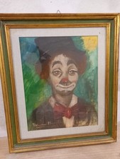 Quadro su Tela. "Dolcezza del Pagliaccio" Autore Romano Mussolini Con Autentica.