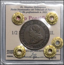 Stato Pontificio Pio IX 1/2 Soldo 1867 Antiche monete d'argento preunitari Papa