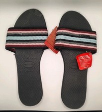 Ciabatte HAVAIANAS donna Nero + Tessuto Multicolor numero EU 43/44 No Infradito
