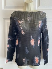 NWT Emporio Armani Black Textured Mesh Floral Top Women’s Sz 42 US 6 Italy $645