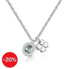 Sagapo Collana Donna Acciaio Quadrifoglio Portafortuna Puntoluce Zircone SKT02