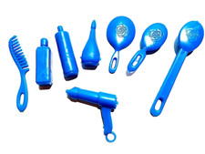 B643 - BARBIE / CHRISTIE ? era SUPERSTAR 80s set 8 pezzi bellezza bagno blu