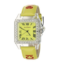 Orologio da donna in pvc con brillantini cassa rettangolare