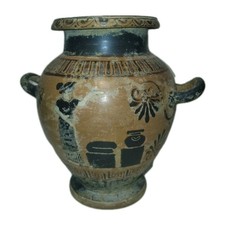 Vaso.stamnos Figure Nere Riproduzione Antica Arte Greca H Cm 17.