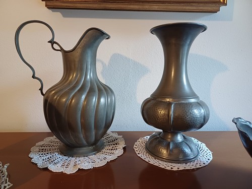 Coppia oggetto peltro - oggetto,