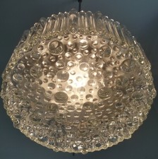 Lampada da soffitto vintage in vetro Limburg Glashütte Germania anni 60