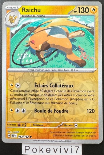 Carte pokemon raichu 052 - carte,