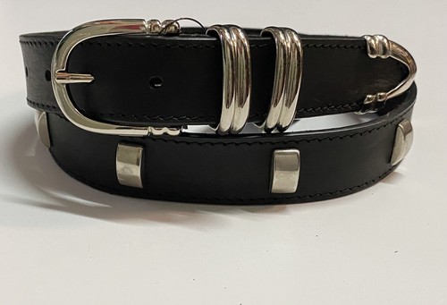 Cintura cuoio nero con - , borchie