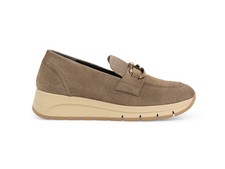 Melluso Mocassino Donna Beige in Camoscio con Zeppa e Morsetto
