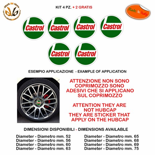 Adesivi coprimozzo castrol