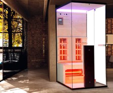 SAUNA INFRAROSSI 110X80 FINLANDESE-  PC USB BLUETOOTH OZONO STRISCIA LED RGB ITA