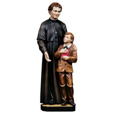 Statua di Don Bosco e Domenico Savio in Legno della Val Gardena Varie Dimensioni