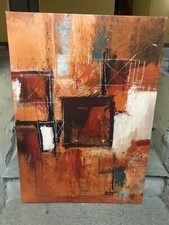 Quadro moderno stampa su tela astratto Rosso arancione 70x100 Come Nuovo