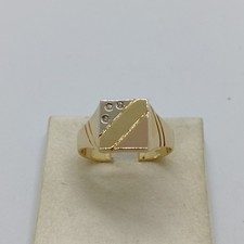 ANELLO DA UOMO IN ORO GIALLO,BIANCO E ROSA 18KT CON ZIRCONI 6,9 GR. N.25 (1666)