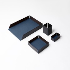 Set Scrivania Acciaio Nero e
