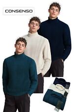 CONSENSO Maglione uomo collo alto dolce vita in maglia lavorata