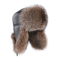 Cappello uomo invernale pelliccia di procione pelle cacciatore russo Ushanka paraorecchie aviatore berretto