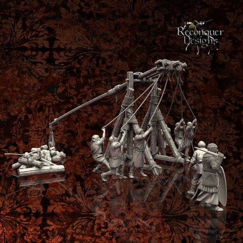 Miniature trebuchet scene - trebuchet,