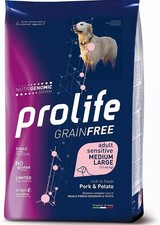 PROLIFE GrainFree Sensitive Maiale Patate KG.10 Cane Medium/Large Monoproteiche