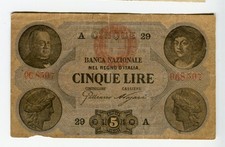 Banconota  5 Lire Banca