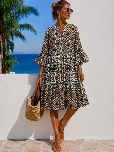 Damen sommerkleid boho tunika - sommerkleid,