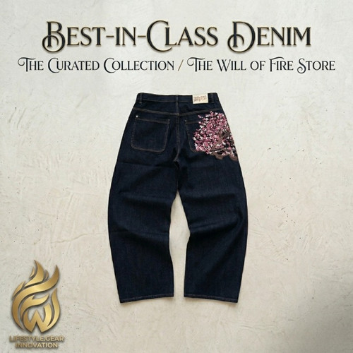 Jeans pantaloni denim ricamati