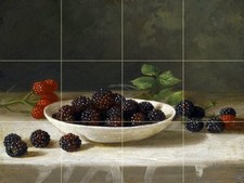 BLACKBERRIES Tile Mural Kitchen Bathroom Wall Backsplash Marble Ceramic