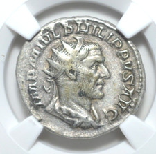 PHILIP I, AD 244 -249, AR DOPPIO DENARIO, CERTIFICATO NGC, ----92----