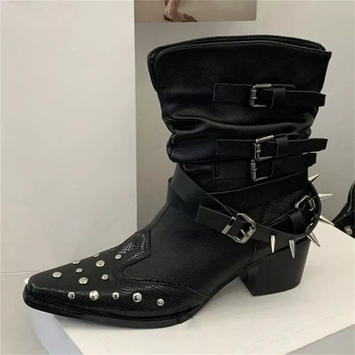 Stivaletti donna neri texani - stivaletti,