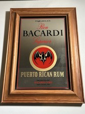 Vintage Bacardi Rum Framed Pub Mirror Great For Man Cave Home Bar Ron Superior