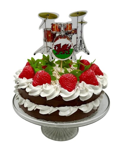 Welsh drum kit cake - welsh, topper
