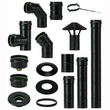 Tubo per Stufa a Pellet in Acciaio rivestito con smalto porcellanato Nero per Ca