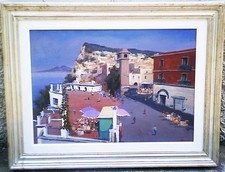 ANTONIO IANNICELLI - MARINA A CAPRI - VECCHIO, GRANDE QUADRO DIPINTO OLIO