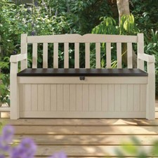 Cassapanca per esterno con vano contenitore. Panchina baule da giardino resina