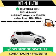 Kit 4 Filtri Tagliando per SUZUKI Swift IV 1.3 DDiS 55 kw Diesel 2010-2024