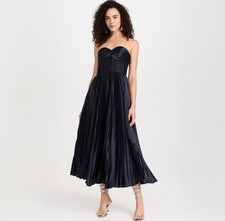 Abito da sera nuovo con etichette AMUR Belle senza spalline maxi blu navy plissettato formale taglia 12