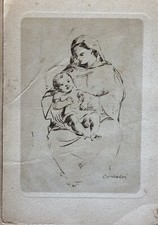Cartolina Silvio Consadori Brescia La Vergine col Bambino viaggiata Natale 1952