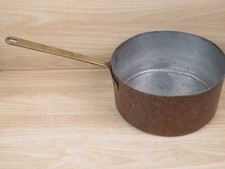 PENTOLINA MANICO LUNGO Vecchia PENTOLA in RAME BATTUTO da appendere esposizione