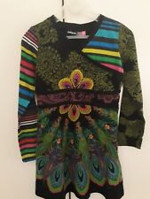 Abito bimba DESIGUAL taglia 7/8 anni, manica lunga, multicolore, 100% cotone