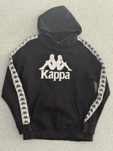 Felpa kappa nera con cappuccio - kappa,