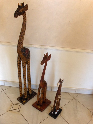 Trio sculture legno - sculture, giraffe
