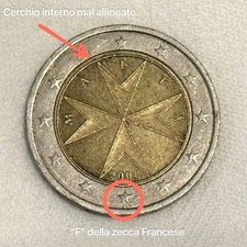 Moneta 2 Euro Malta 2008 - Difetti di Conio