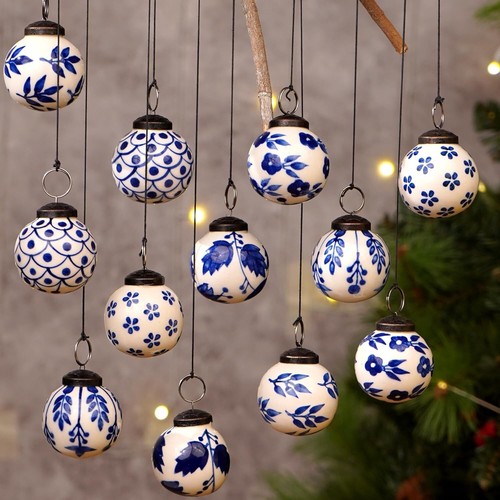 Blu bianco natale palline - bianco,