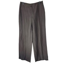 Armani Collezioni Pantalone Donna 10 Marrone Misto Lino Gamba Larga Pantalone Lusso
