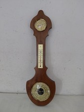 Barometro vintage da parete in legno 56 cm con termometro e igrometro