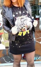 Canotta/Mini Abito Nero Felpato Con Stampa Aquila ODI ET AMO